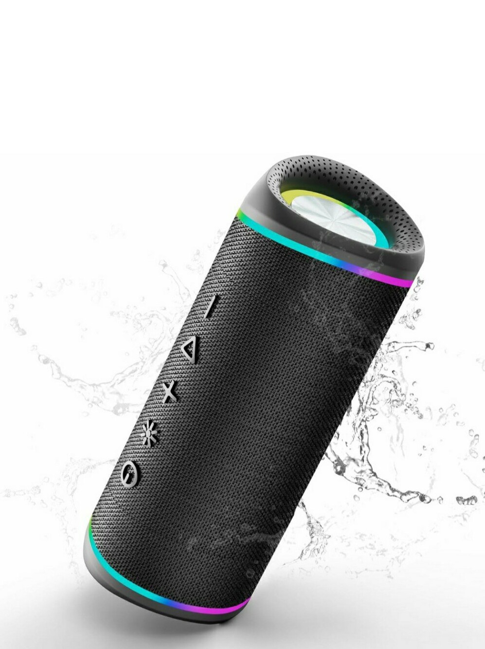 Portable Bluetooth Speaker with Multicolor LED Accents — Black